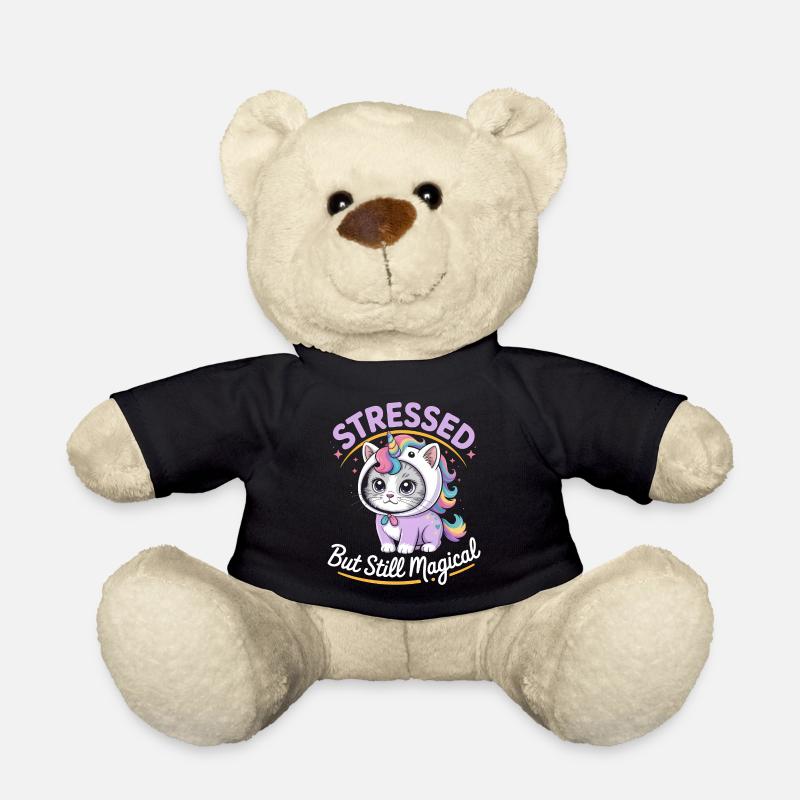 Gestresst und doch magisch - Lustige Katze Einhorn - Teddy - Schwarz