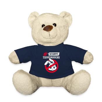 Animal protection STOP ANIMAL TESTING AGAINST TESTING - Teddy Bear - french navy - Front
