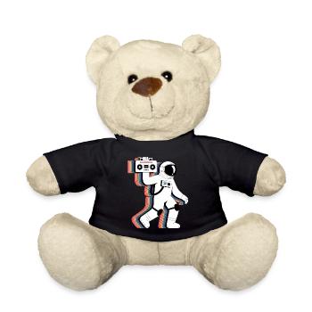 Regenbogen Astronaut Radio - Lustiges T-Shirt - Teddy - Schwarz - Vorne