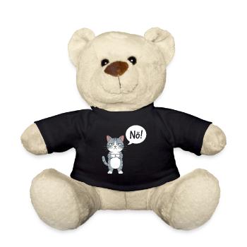 No! Funny Cat With Saying - Teddy Bear - black - Front