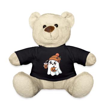 Fantôme mignon avec latte à la citrouille et aux épices - Nounours - noir - Devant
