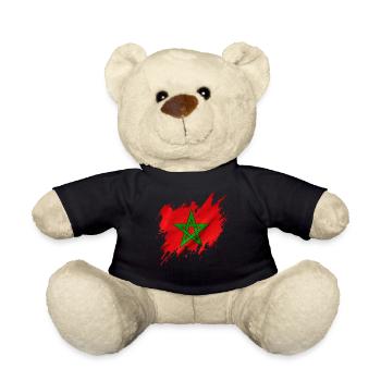 Flag of Morocco in torn style - Teddy Bear - black - Front