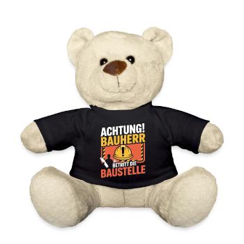 Attention: Builder enters the construction site - Teddy Bear - black - Front