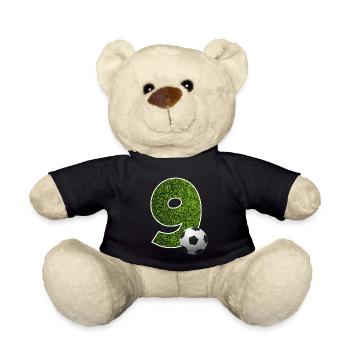 NR. 9 NUMMER 9 FUßBALL 9. GEBURTSTAG - Teddy - Schwarz - Vorne