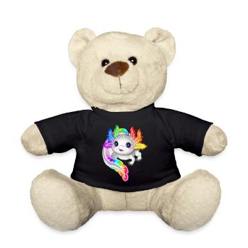 Rainbow colorful axolotl - Teddy Bear - black - Front