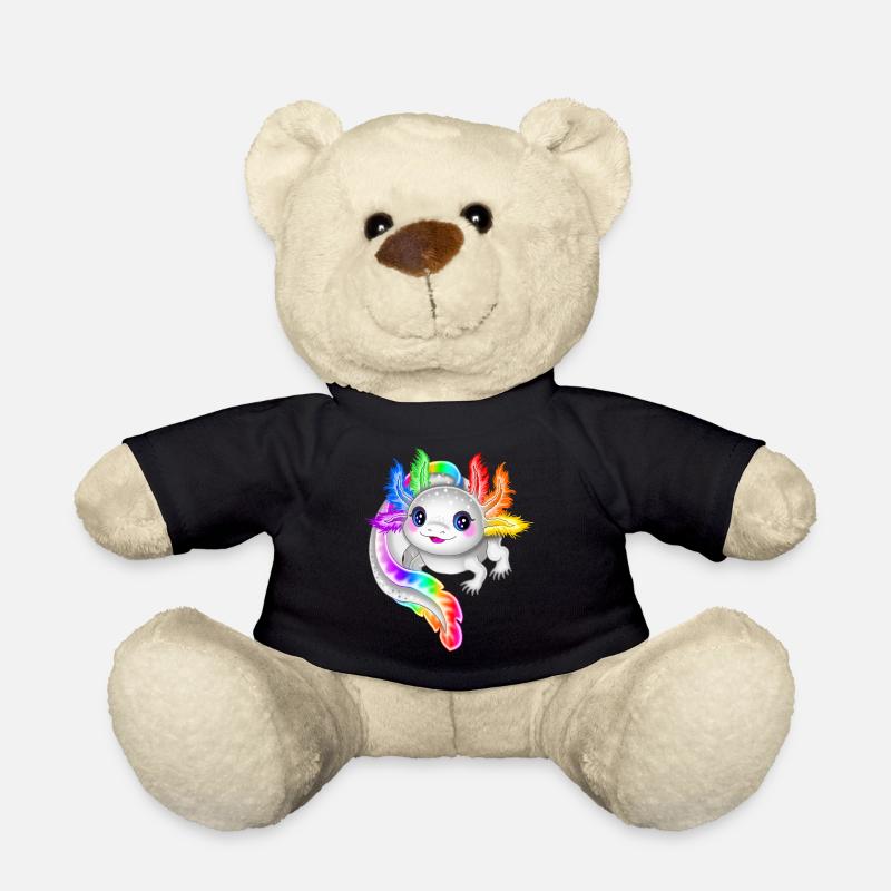 Rainbow colorful axolotl - Teddy Bear - black