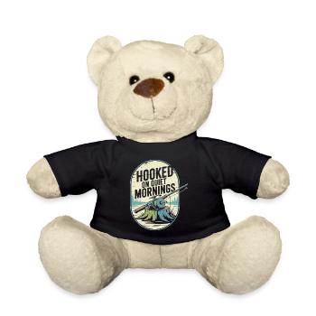  Hooked on Quiet Mornings Fishing Enthusiast - Teddy Bear - black - Front