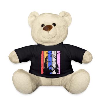 Jésus Vintage Rétro Pop Art Portrait - Nounours - noir - Devant