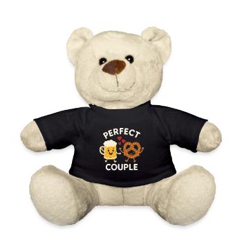 Perfect Couple Beer and Pretzel Fun Illustration - Teddy - Schwarz - Vorne
