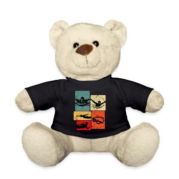Vintage Schwimmer Silhouetten Muster - Teddy - Schwarz - Vorne