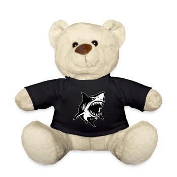 Shark with open mouth showing teeth - Teddy Bear - black - Front