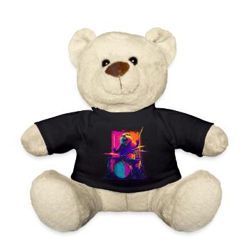 Groundhog on Drums - Rock Drummer Gift - Teddy Bear - black - Front