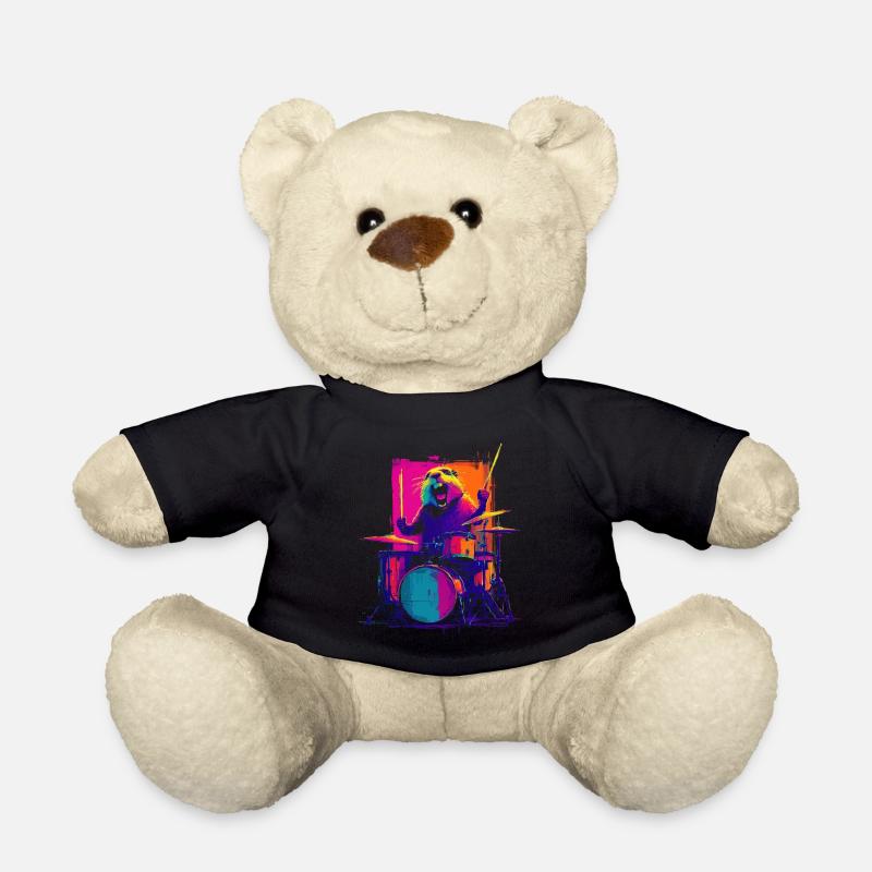 Murmeltier am Schlagzeug - Rock Drummer Geschenk - Teddy - Schwarz