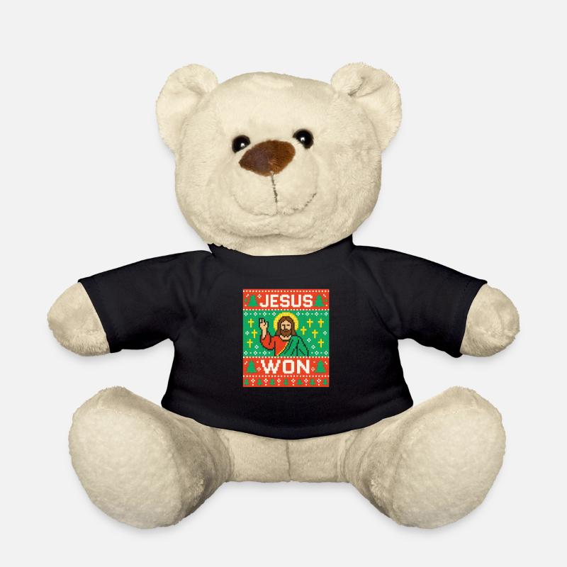 Jesus Won hässlicher Weihnachtspullover-Stil, christlich - Teddy - Schwarz