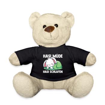 Shlafshirt Hase Hasi Müde Hasi Schlafen - Teddy - Schwarz - Vorne