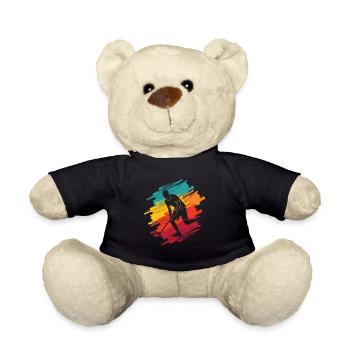 Floorball Player Retro Floorballer Floorball - Teddy Bear - black - Front