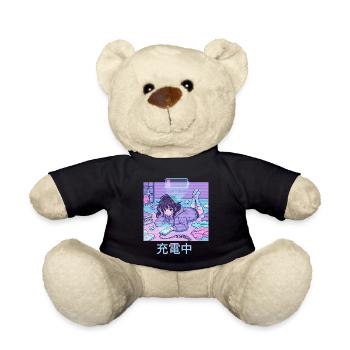 Anime Girl Low Battery Aufladen Pixel Art - Teddy - Schwarz - Vorne