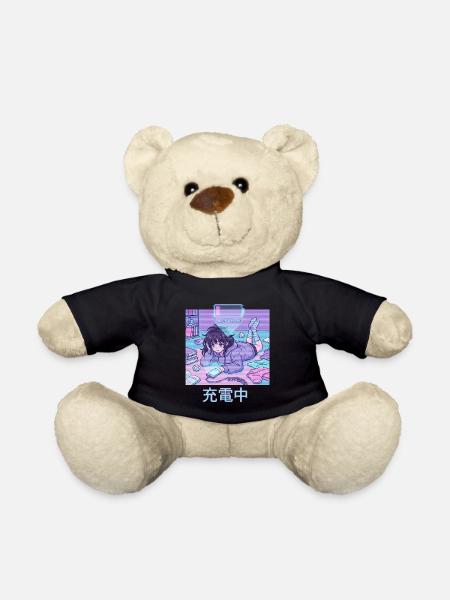Anime Girl Low Battery Aufladen Pixel Art - Teddy - Schwarz