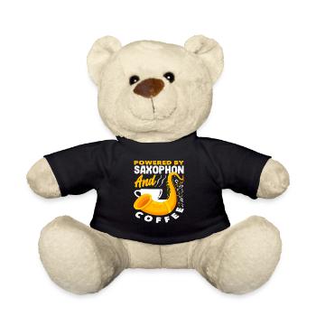 Powered by Saxophone and Coffee Saxophonist - Teddy Bear - black - Front