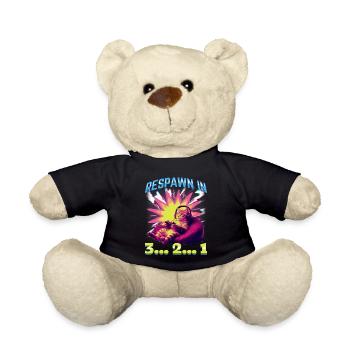 Funny Gaming Gamer Cat - Teddy Bear - black - Front