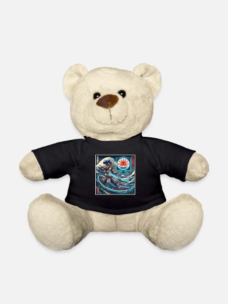 Cyber Samurai 模式 devant les vagues et Fuji - Nounours - noir
