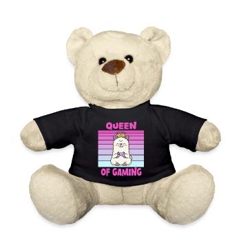 Llama queen gamer - Teddy Bear - black - Front