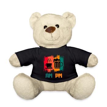 Funny Sarcasm AM PM Adult Humor Coffee Lover - Teddy Bear - black - Front