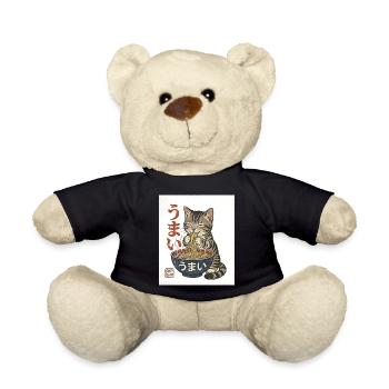 Kawaii Cat Mange des Ramen – Umai Japan Rétro - Nounours - noir - Devant