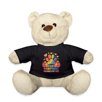 Every Pawprint Changes My Life Rainbow Paw - Teddy Bear - black - Front