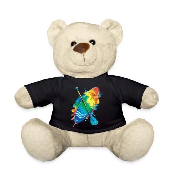 Paddle Board - Ocean Splash Art Water Sports - Teddy Bear - black - Front