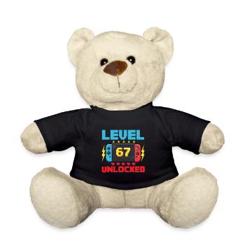 Level 67 Unlocked Gamer School Meme Kids - Teddy Bear - black - Front