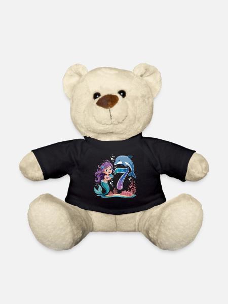 Meerjungfrau 7. Geburtstag 7 Jahre - Teddy - Schwarz