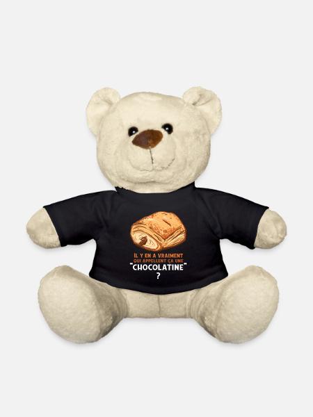 Humour Chocolatine Pain au Chocolat Petit Déjeuner - Nounours - noir
