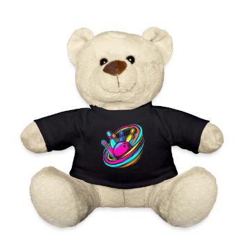 Bowling Ball and Pins Strike - Teddy Bear - black - Front