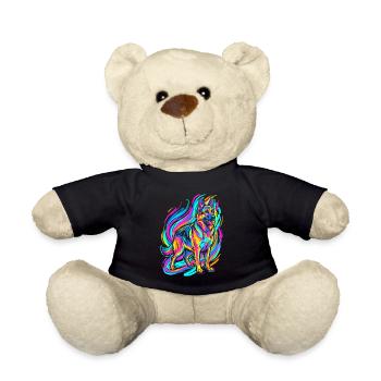 Colorful German Shepherd - Teddy Bear - black - Front