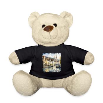 Aquarell von Zürich, Zürich Schweiz - Teddy - Schwarz - Vorne