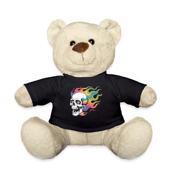 Totenkopf Regenbogen T-Shirt - Teddy - Schwarz - Vorne