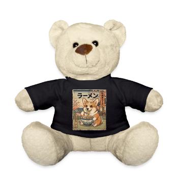 Corgi Ramen style vintage japonais - Nounours - noir - Devant