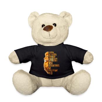 I Can Do All Things Christ Savior Lion Christian - Teddy Bear - black - Front