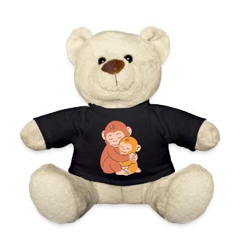 Affenmutter und Baby umarmen sich - Teddy - Schwarz - Vorne