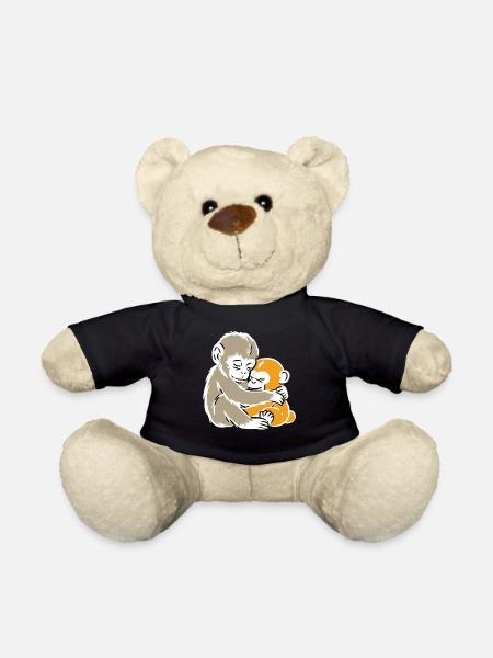Monkey Hug Duo Illustration - Teddy - Schwarz