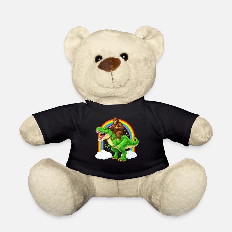 Bigfoot Reitet T-Rex Dinosaurier Regenbogen - Teddy - Schwarz