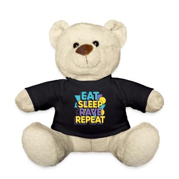 Eat Sleep Rave Repeat – Techno Party Spruch - Teddy - Schwarz - Vorne