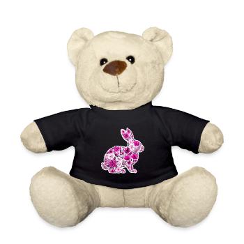 Hase Silhouette Blumen Pink - Teddy - Schwarz - Vorne