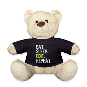 Essen, schlafen, bearbeiten, wiederholen, wiederholen. - Teddy - Schwarz - Vorne