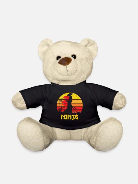 Sunset Ninja Silhouette - Teddy Bear - black
