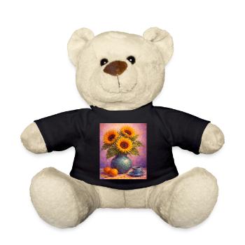 Yellow Sunflowers Flowers Sunflower Graphics - Teddy Bear - black - Front