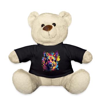 Deutscher Schäferhund Spritzkunst bunt - Teddy - Schwarz - Vorne