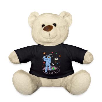 Astronaut Space Golf Shirt - Teddy Bear - black - Front