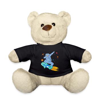 Astronaut Hoverboard Space Shirt - Teddy Bear - black - Front